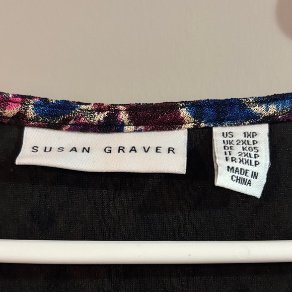 Susan Graver Multicolor V-Neck Blouse - Picture 2 of 3